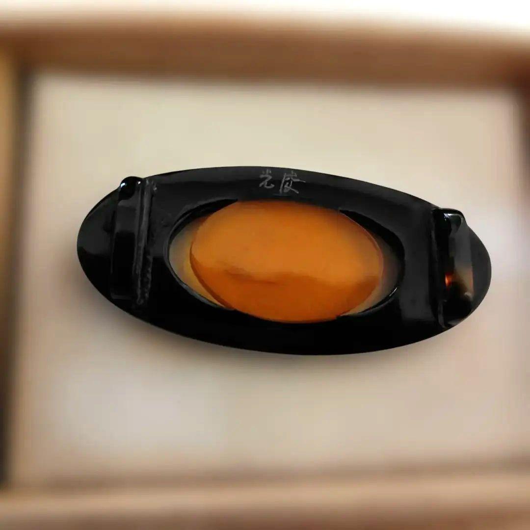 本べっ甲　在銘　螺鈿　帯留　アンティーク