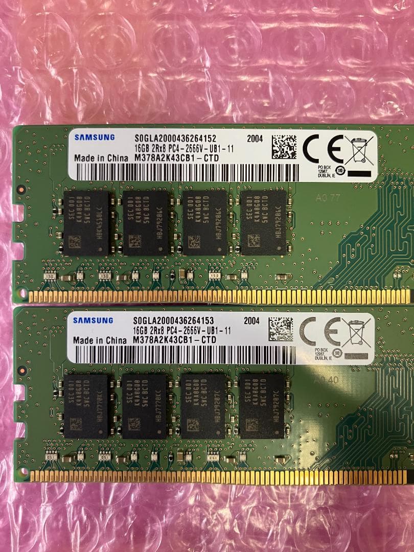 メモリ 16GB×2枚=32GB DDR4-2666 動作保証 0409