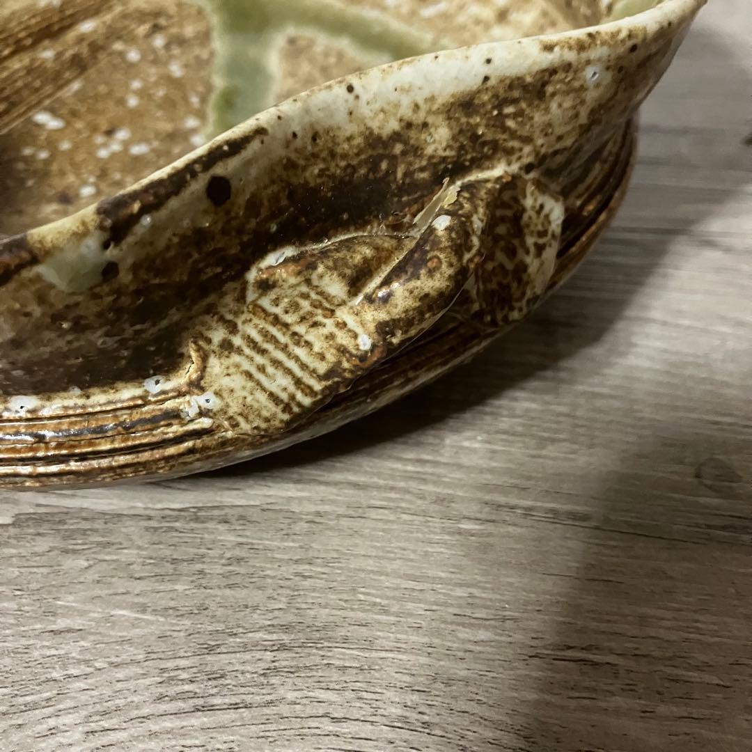 D-4 【極美品】味わい深い 織部流し 刷毛目 四方鉢 / 菓子鉢 煮物鉢