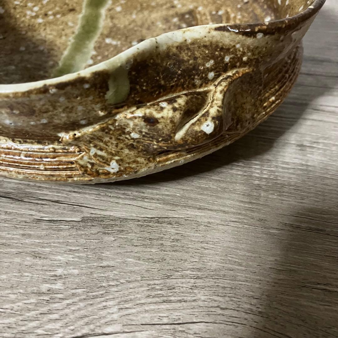 D-4 【極美品】味わい深い 織部流し 刷毛目 四方鉢 / 菓子鉢 煮物鉢