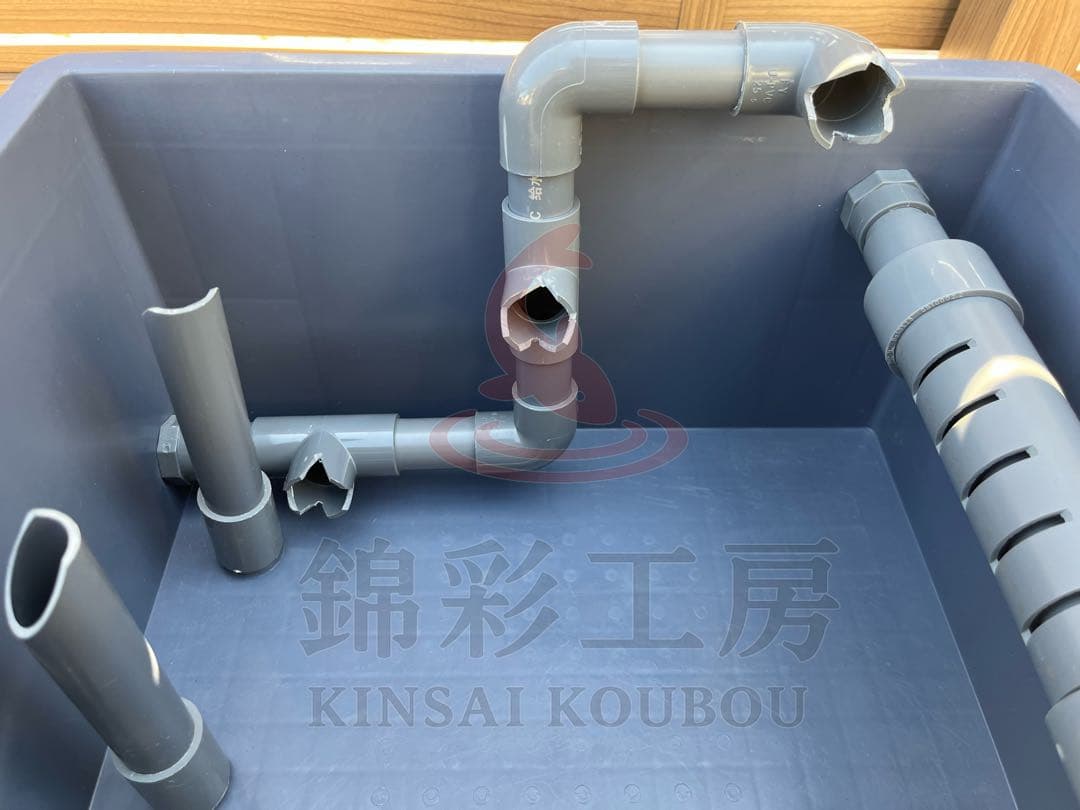 高性能ろ材2段付き　大型水槽用フィルター　沈殿物理生物一体型オーバーフロー濾過槽