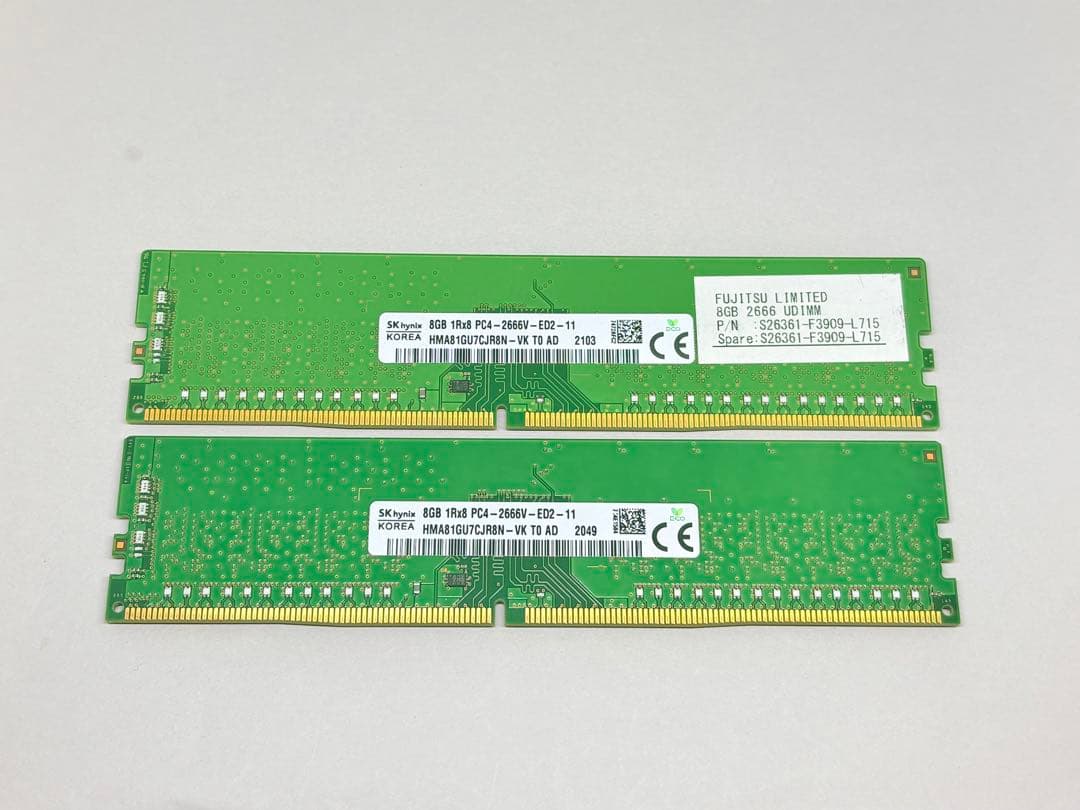 ★富士通★SKHYNIX DDR4 2666 ECC 8GBx2枚（合計16GB