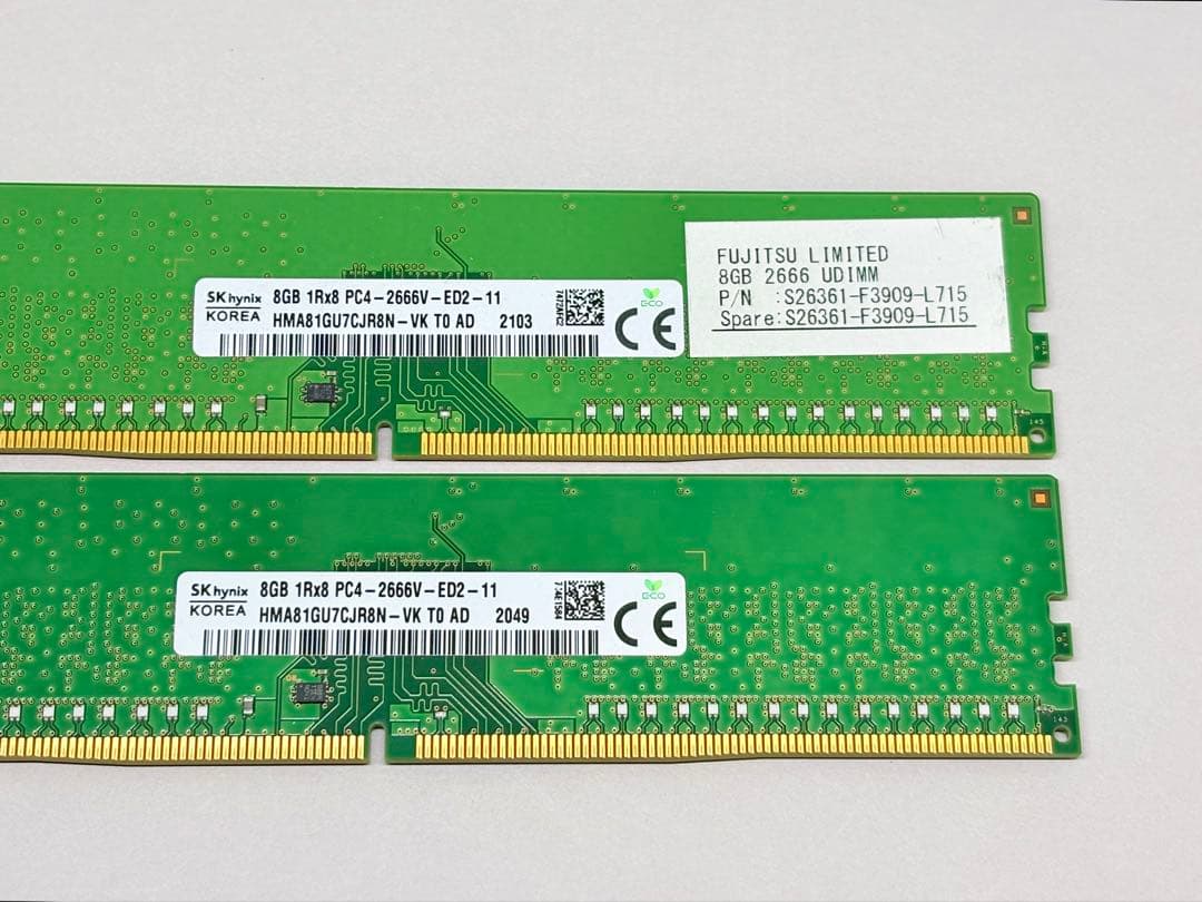 ★富士通★SKHYNIX DDR4 2666 ECC 8GBx2枚（合計16GB