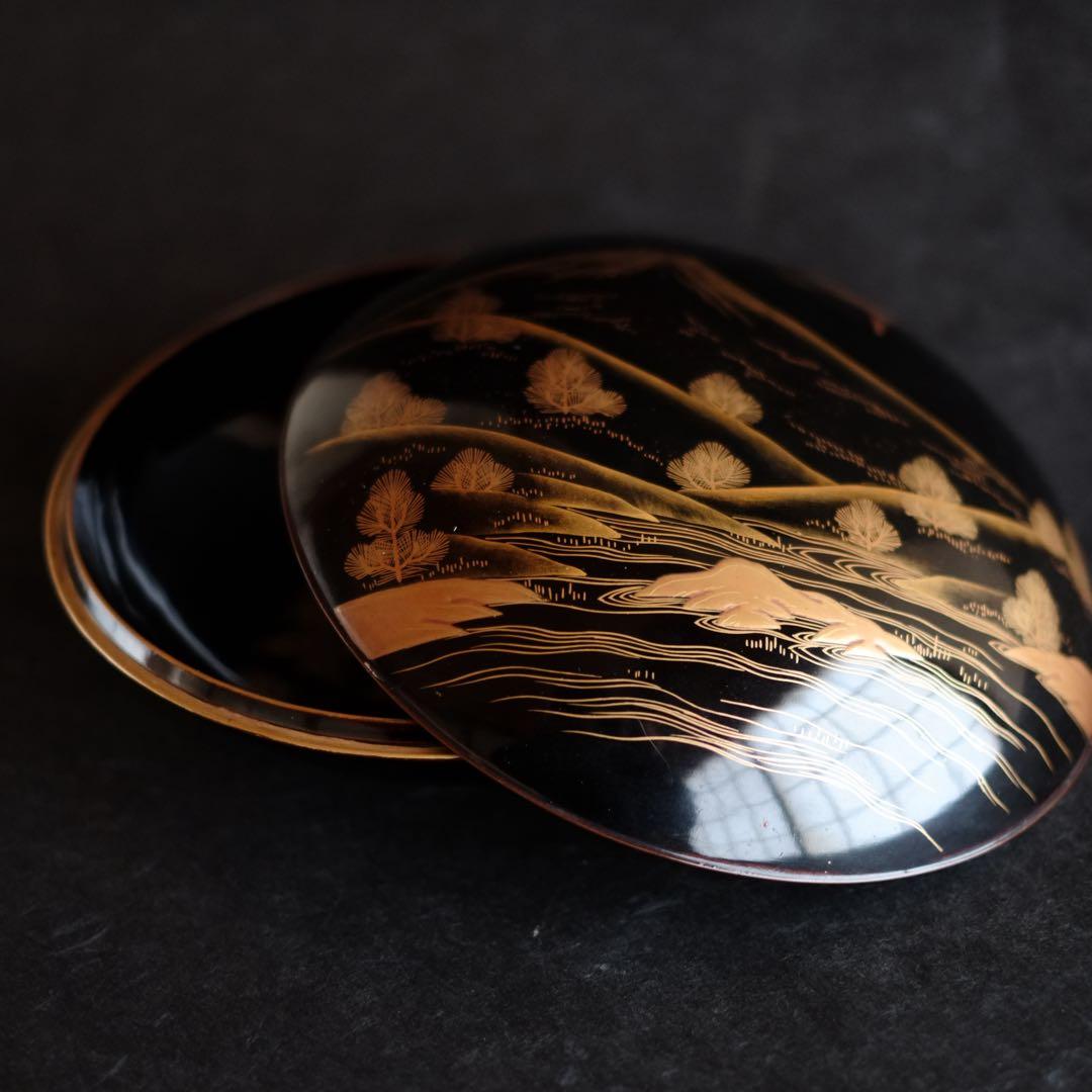 明治期　極上本金研ぎ出し蒔絵 蓋付菓子器