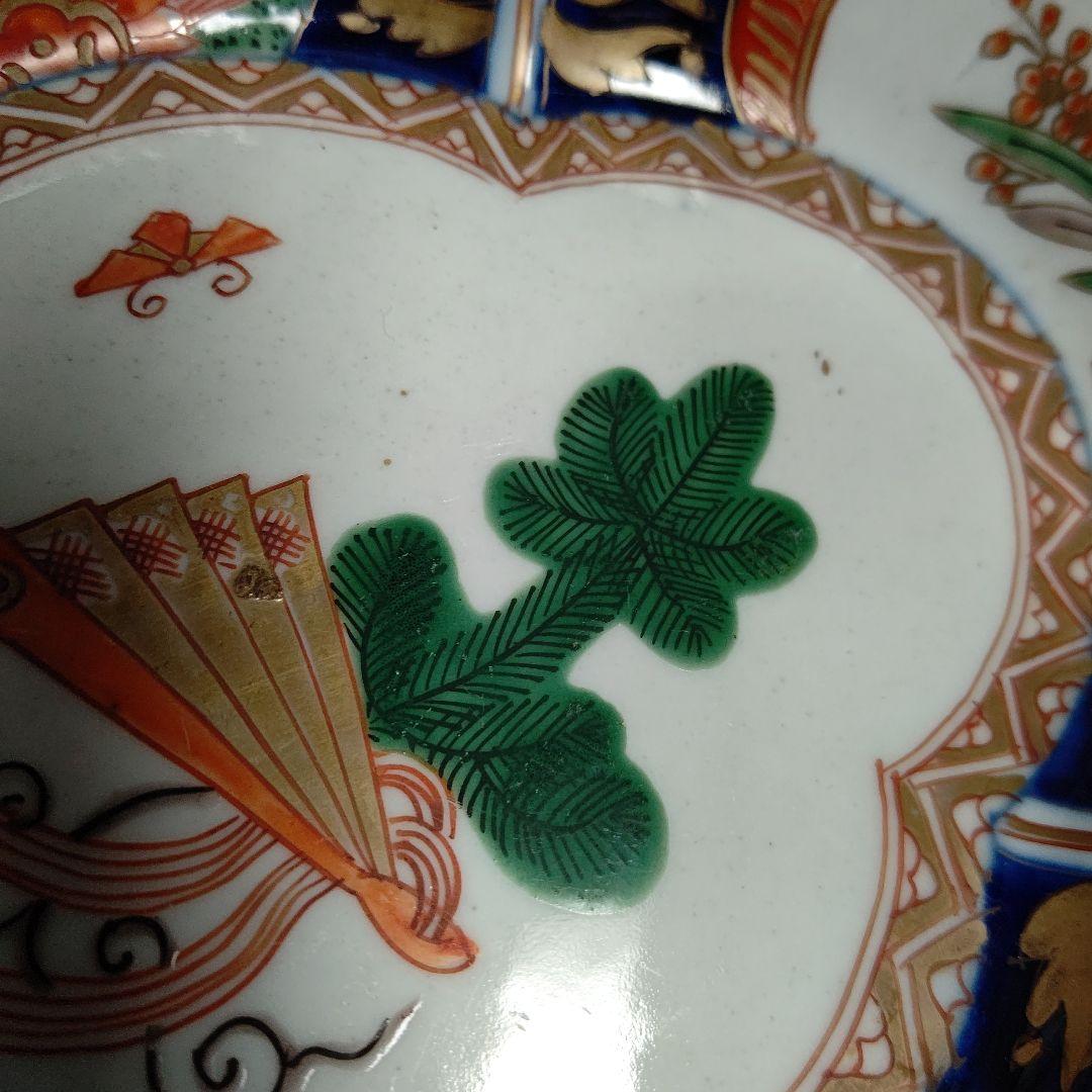 古伊万里 金蘭手 松扇文 膾皿 二客 17×14cm