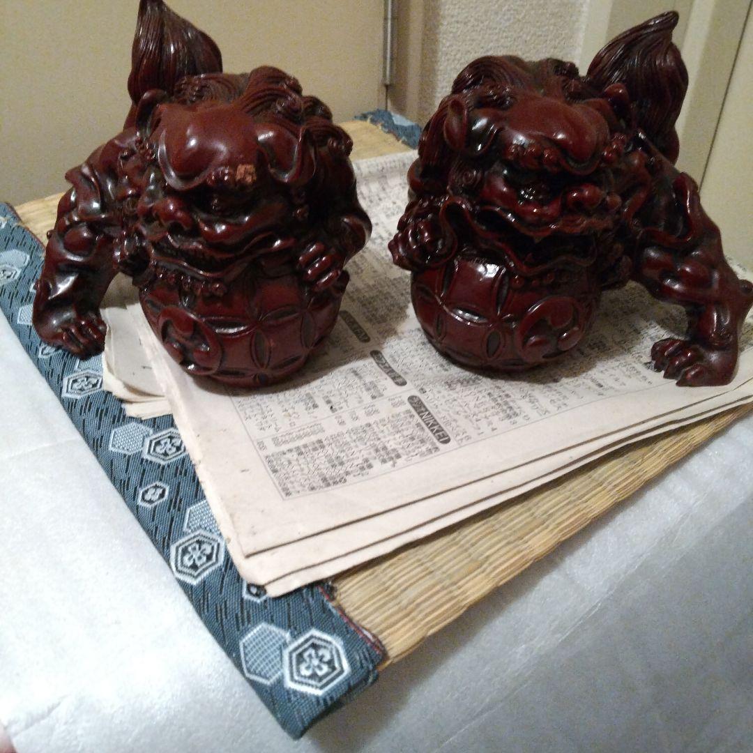 木製獅子像 2体セット