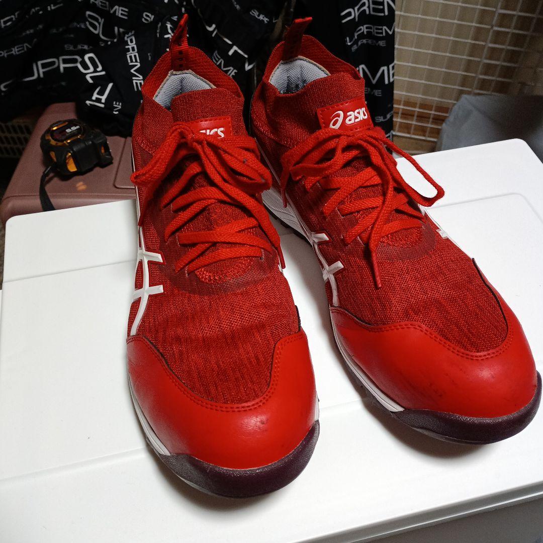 ASICS レッド スニーカー 安全靴