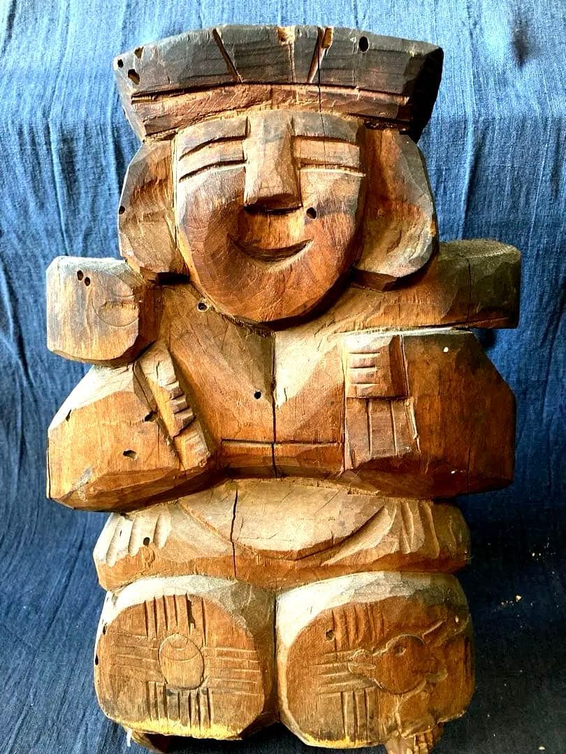 大きな木彫りの恵比寿.大黒　幕末から明治