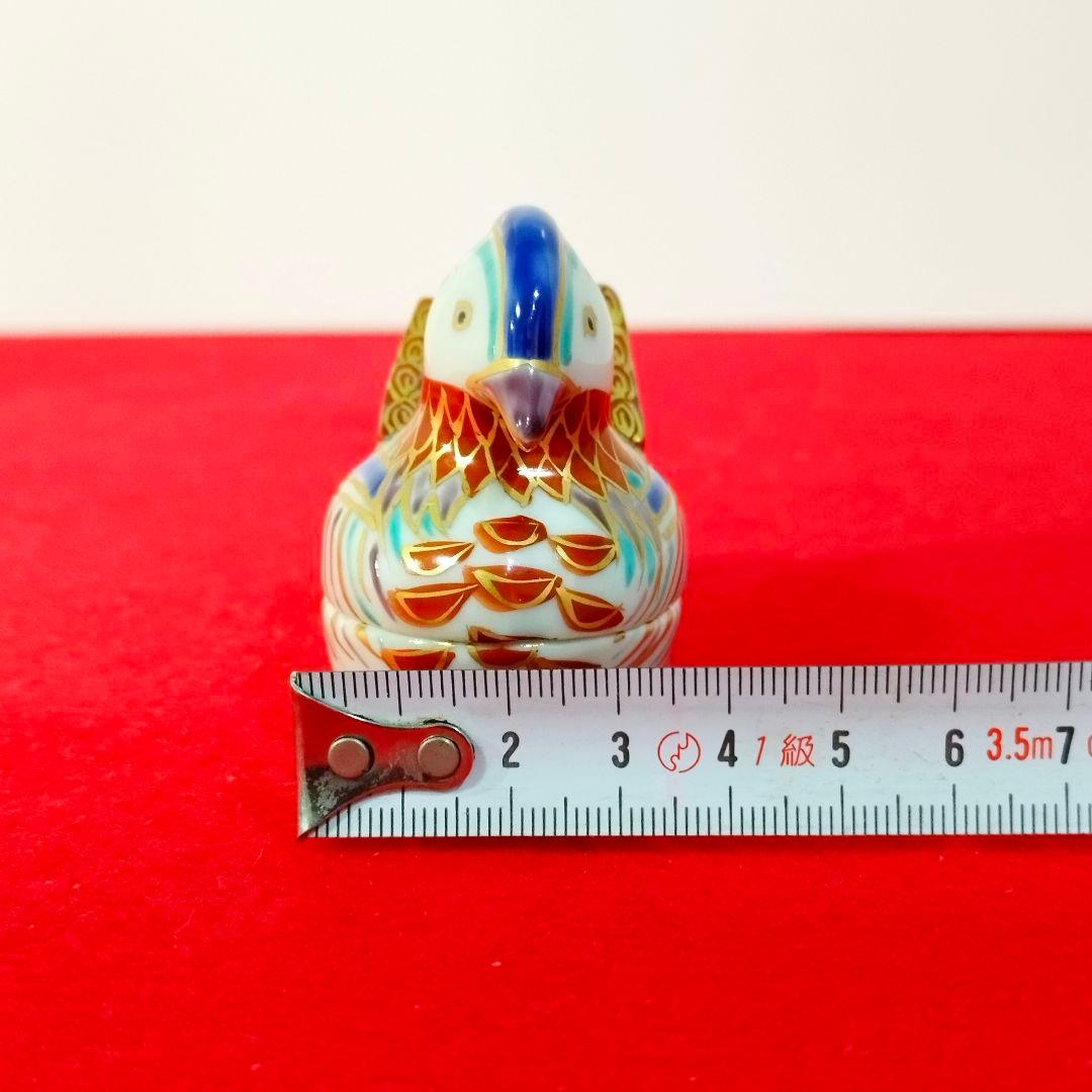 【新品⇒半額!!】 香合 色絵鴛鴦（おしどり） 高野 昭阿弥造 共箱 共栞