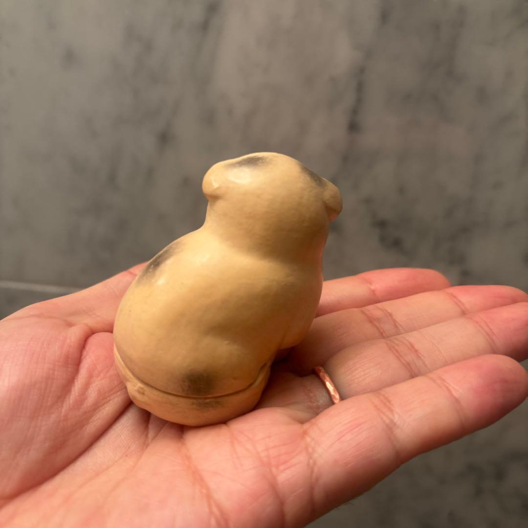 加藤雅耕タレ目の瞳が可愛い京焼きの犬陶器オブジェ香合（こうごう） 古道具 茶道具
