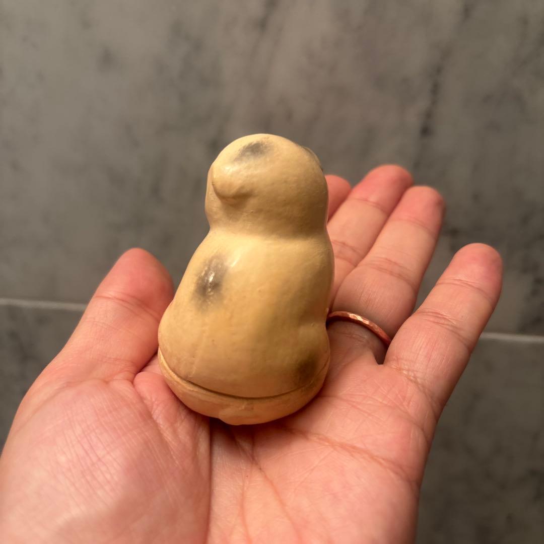 加藤雅耕タレ目の瞳が可愛い京焼きの犬陶器オブジェ香合（こうごう） 古道具 茶道具