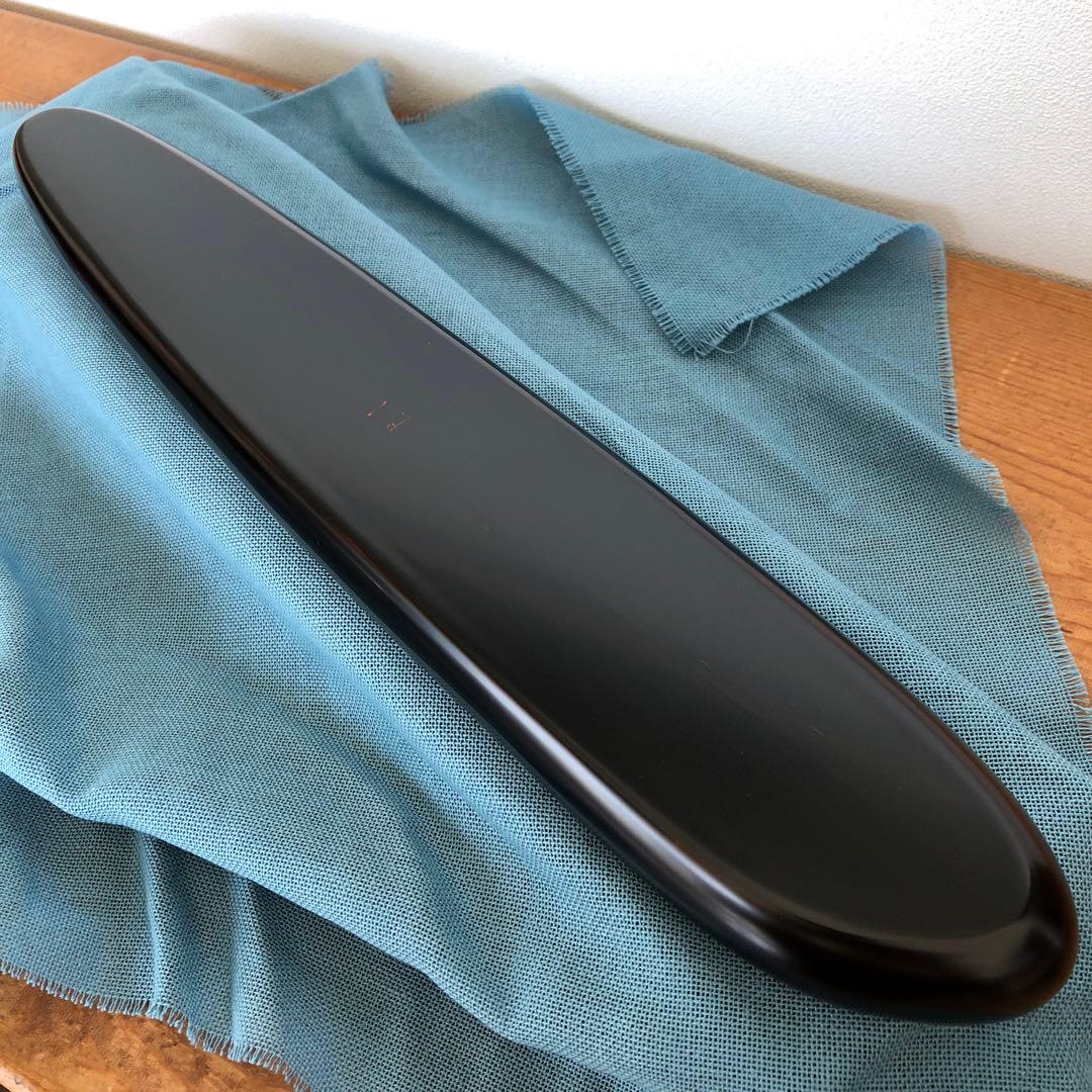 箱瀬淳一　長方ペン皿　40cm漆器　水野式　自動三輪車　蒔絵　飾り皿　輪島塗長皿