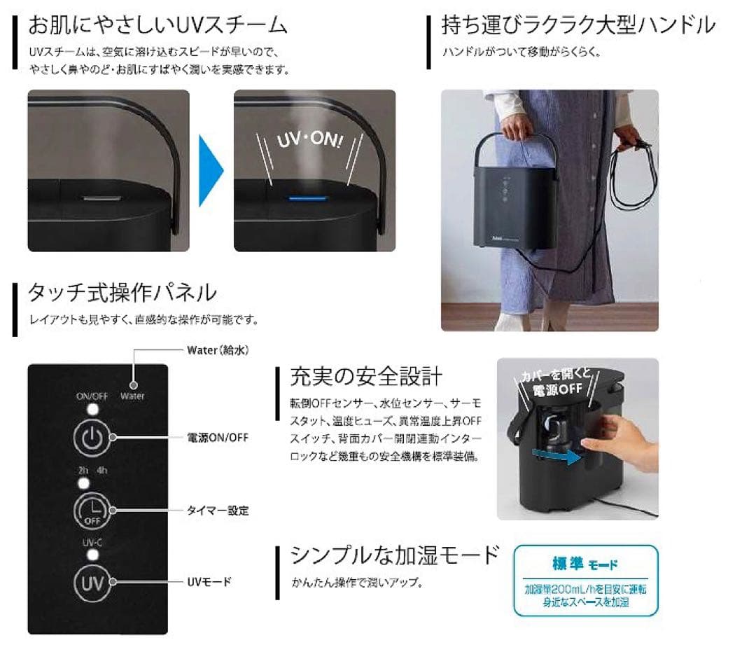 SANKA パーソナルUVスチーム式加湿器 SSH-2100UVBK