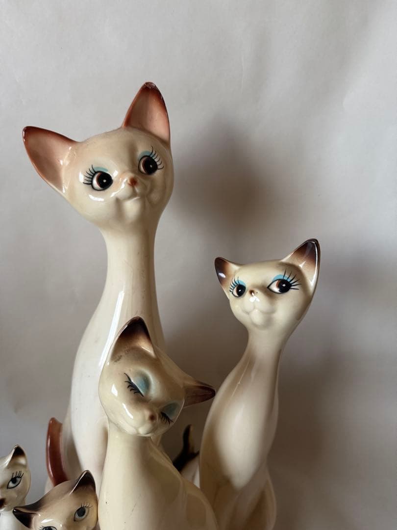 昭和レトロ　ビンテージ　当時物　シャム猫　陶器製　猫　5点