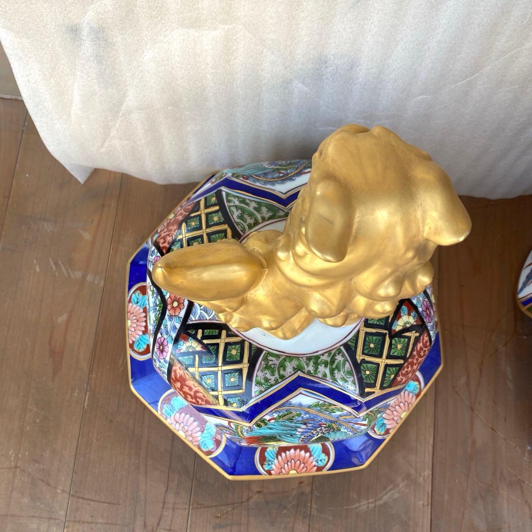 有田焼豪華大壺花鳥図 獅子摘蓋付 金彩大型115㎝ 飾壷古美術骨董品☆新品未使用
