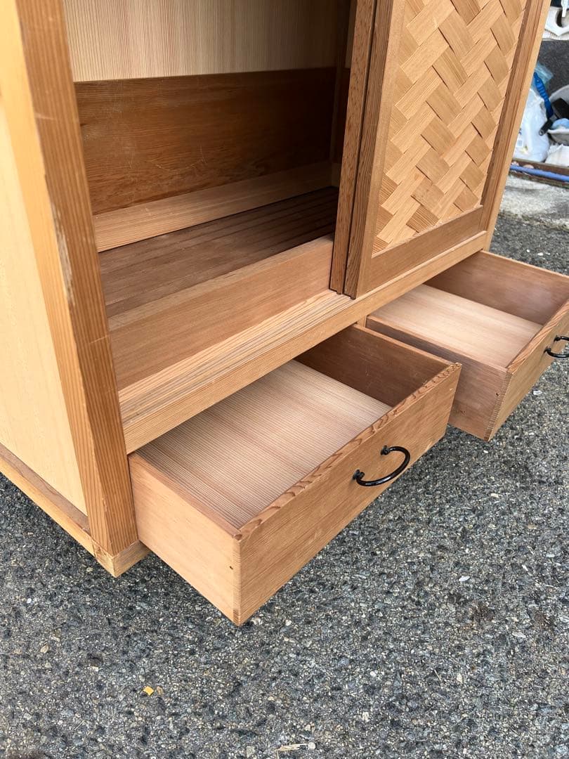 伝統工芸 茶道具　置水屋　水屋箪笥　網代引戸　茶箪笥