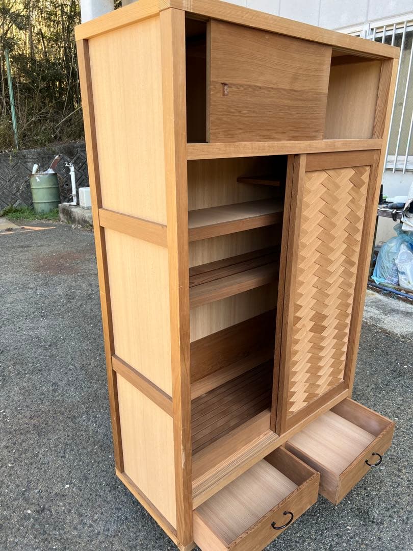 伝統工芸 茶道具　置水屋　水屋箪笥　網代引戸　茶箪笥