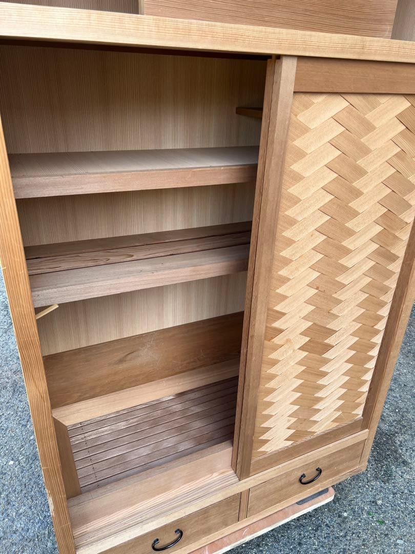 伝統工芸 茶道具　置水屋　水屋箪笥　網代引戸　茶箪笥