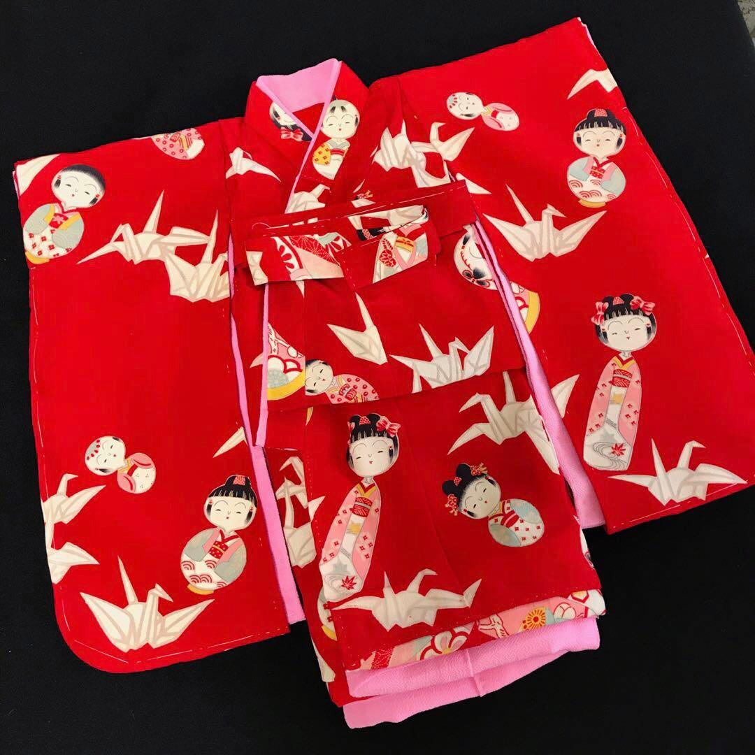 ＊ 市松人形 15号 折鶴 こけし 着物 エプロン 帯 人形 ＊