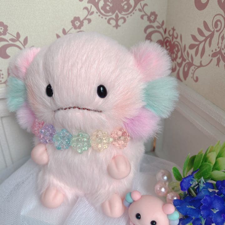 ★ハンドメイドぬいぐるみ★ こんぺいとうちゃん☆ 仲良し虹色ウーパールーパー