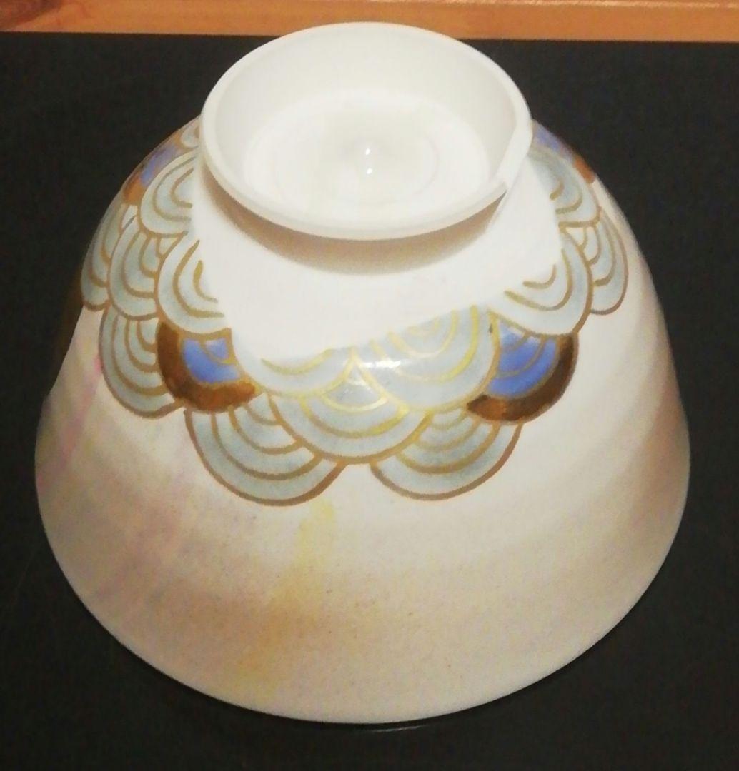 淡路珉平焼　色絵　日景色　茶碗　共箱　共布　茶道具