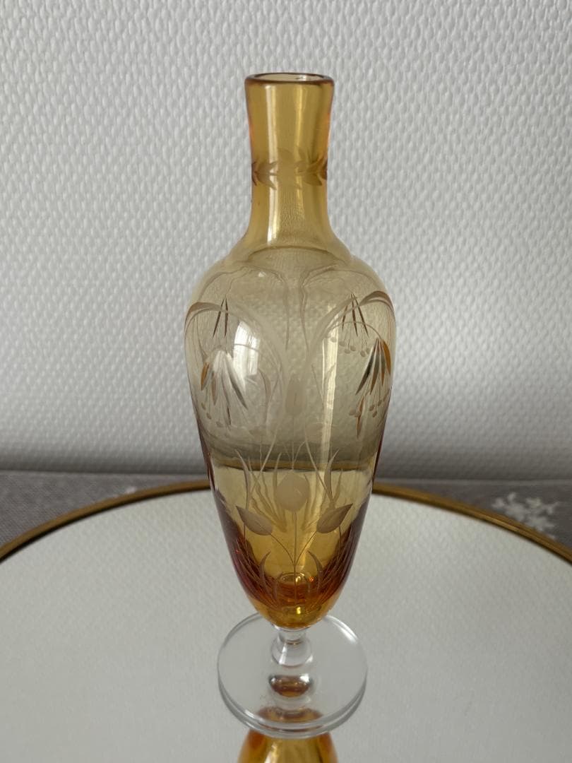 ✨美品✨吹きガラス　花瓶　一輪挿し　琥珀色　アンティーク　サンルイ
