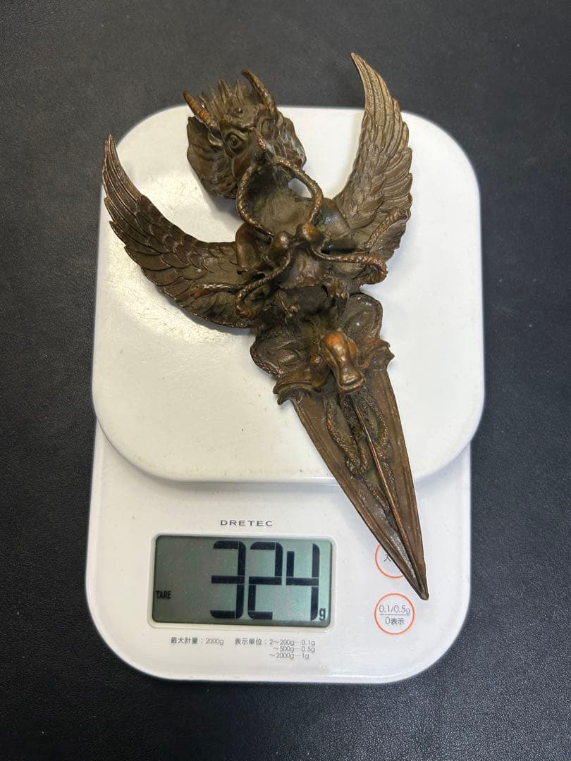 西藏チベット古銅金翅大鵬鳥金剛降魔杵 縁起物　工芸品 美術品 風水置物 旧家蔵出