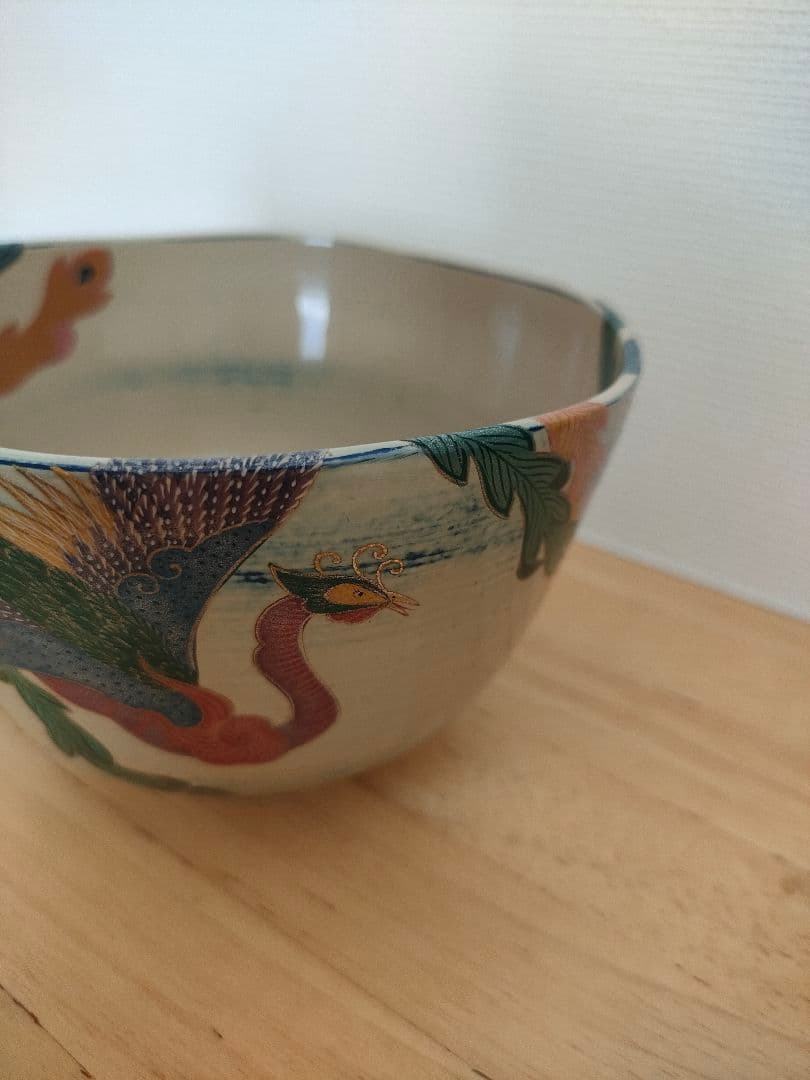 新品未使用☆前端春斉　漆塗鳳凰蒔絵茶碗