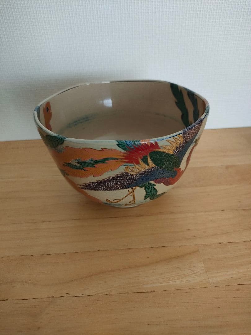 新品未使用☆前端春斉　漆塗鳳凰蒔絵茶碗