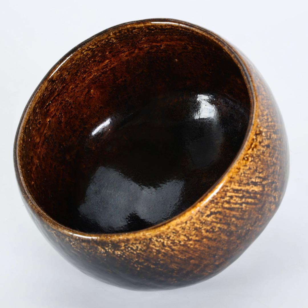 大樋年郎 十代 大樋長左衛門 飴釉茶碗 共箱 二重箱付 抹茶碗 茶道具 大樋焼