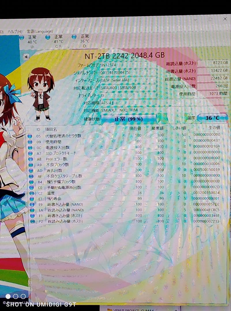 希少【健康99%】KingSpec NT-2TB 2242 2TB SSD