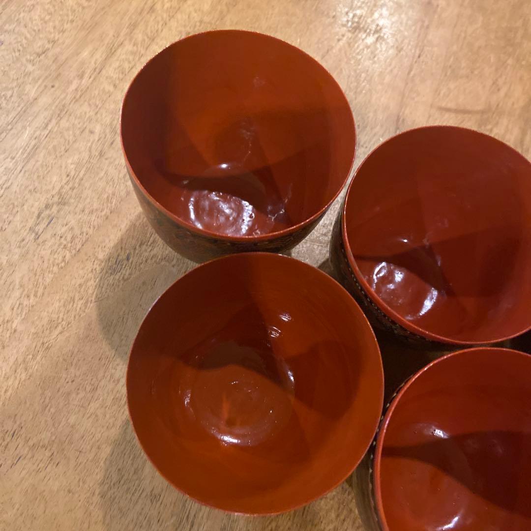 ミャンマー漆器竹皮杯五個
