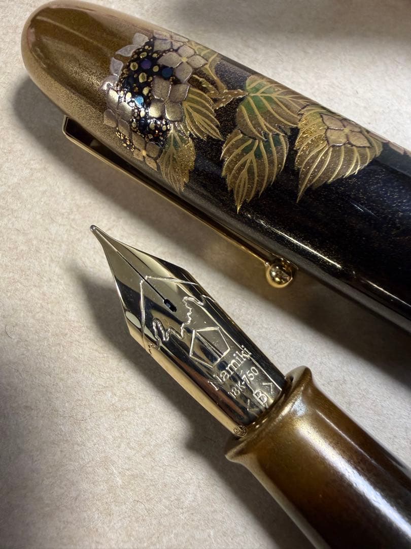 NAMIKI万年筆蒔絵、紫陽花、NO50サイズ