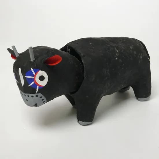 琉球張子『牛アーシ（首振り牛）』・古倉保文／フォークアート 郷土玩具 民藝