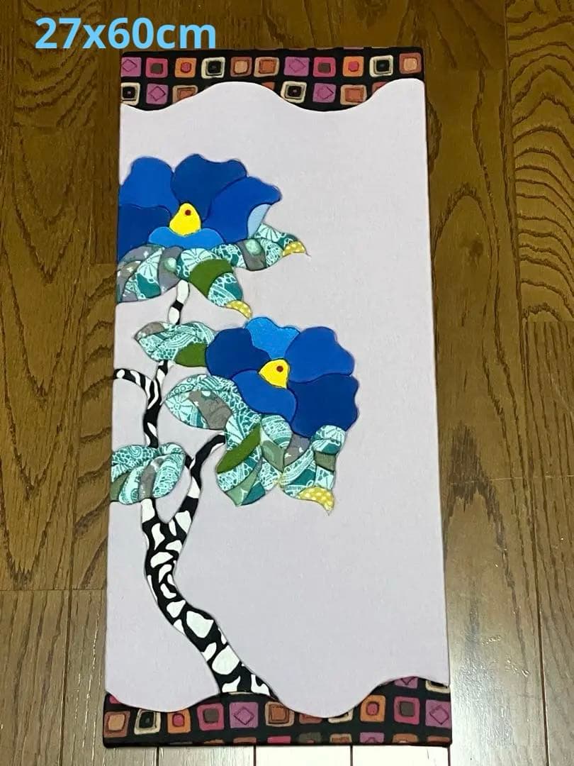 パッチワーク　デザインアート　壁掛けインテリア　椿　縁起物