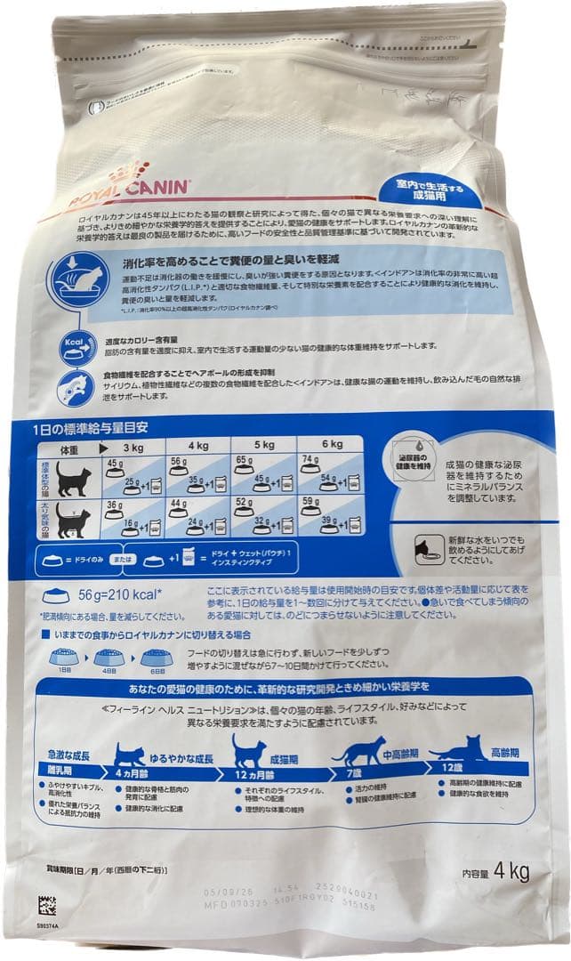 ロイヤルカナン　インドア　室内で生活する成猫用