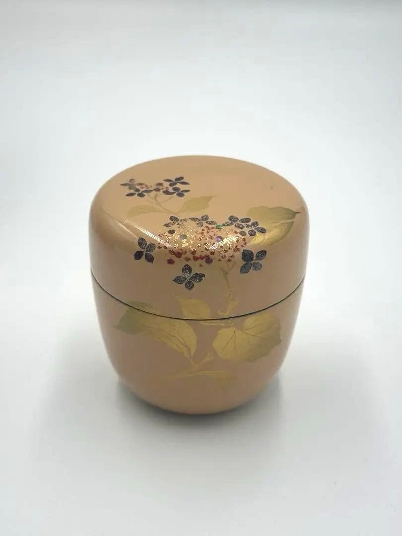 「セール中」 白塗　紫陽花蒔絵　中棗　松峰作　共箱作品