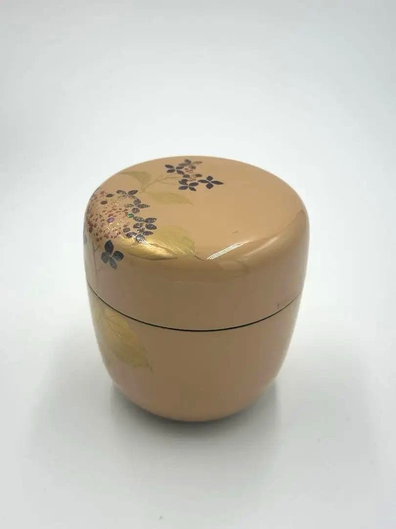 「セール中」 白塗　紫陽花蒔絵　中棗　松峰作　共箱作品