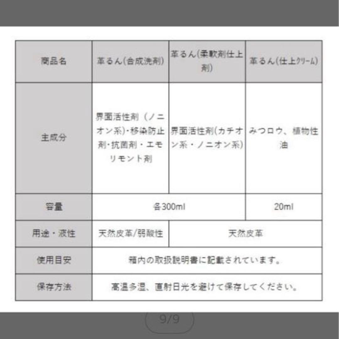 品薄人気商品！革るん　革製品専用洗剤セット　300ml×2 仕上げクリーム