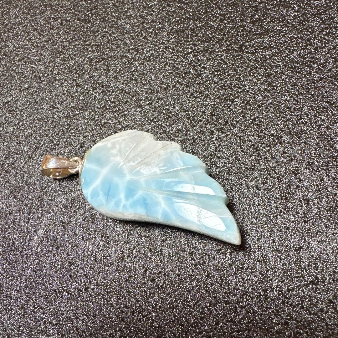 ラリマー　羽根　ペンダントトップ