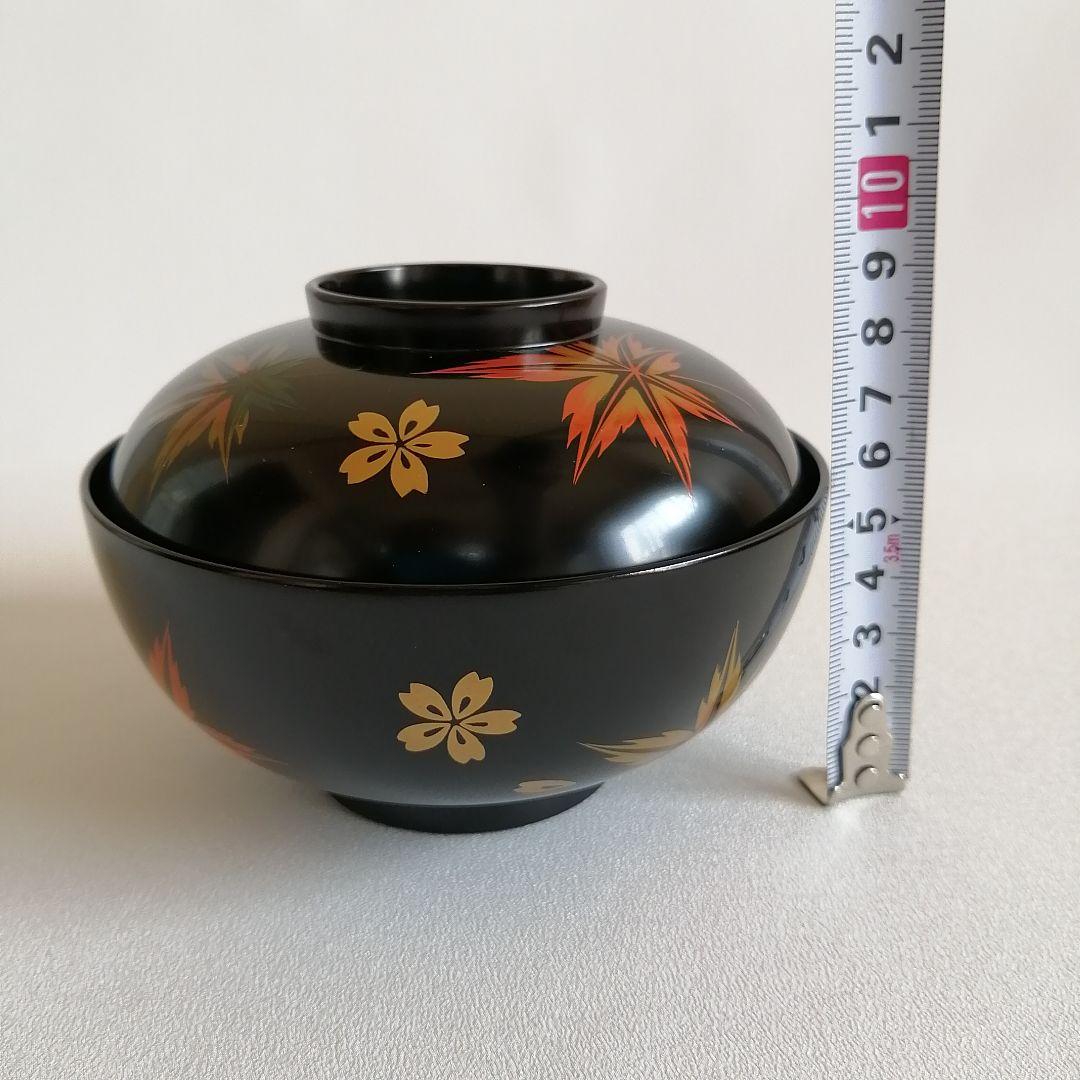 《希少/未使用》 象彦 天然木 蓋付き汁椀×5個 金彩曇錦 京漆芸