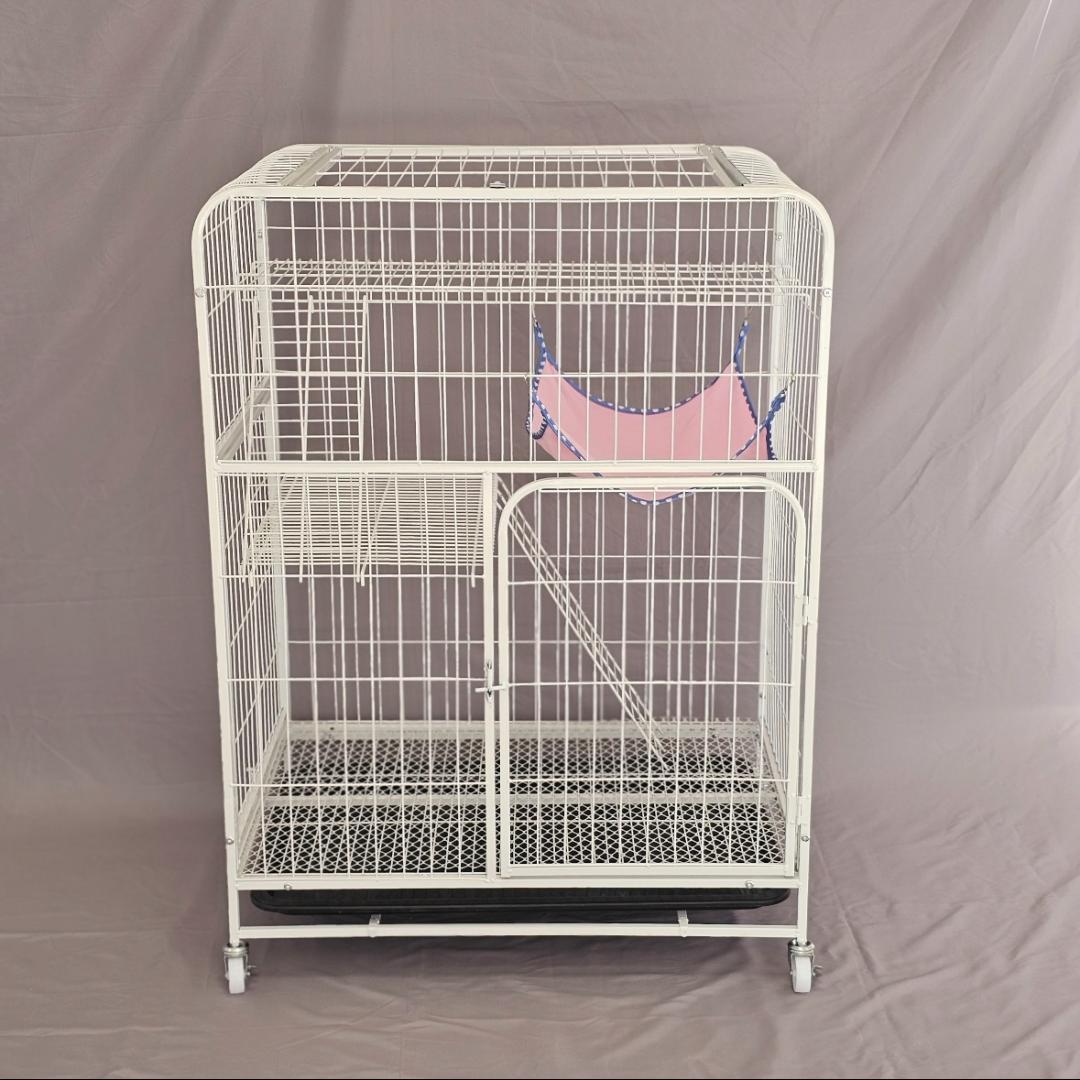 キャットゲージ 大型 3段 猫ケージ ケージ ホワイトキャスター付き 掃除簡単