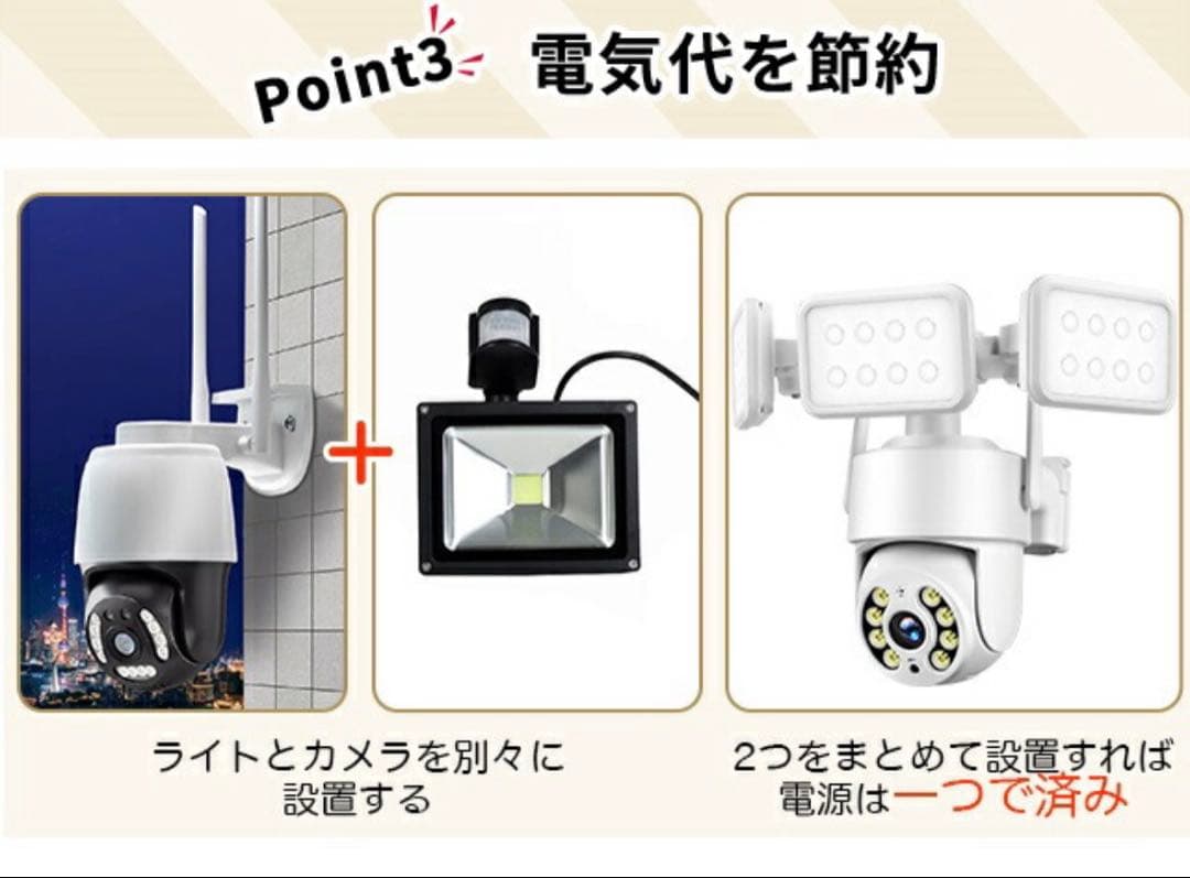 防犯カメラ ライト付き 屋外 屋内 wi-fi スマホ通知 監視カメラ IP65