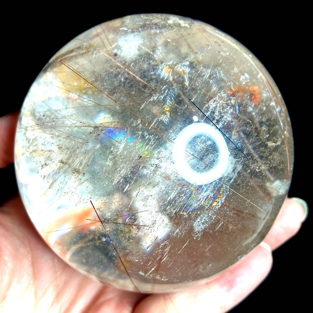 超特大　83mm 虹入ゴールドレッドブロンズルチルクォーツ　パワーストーン