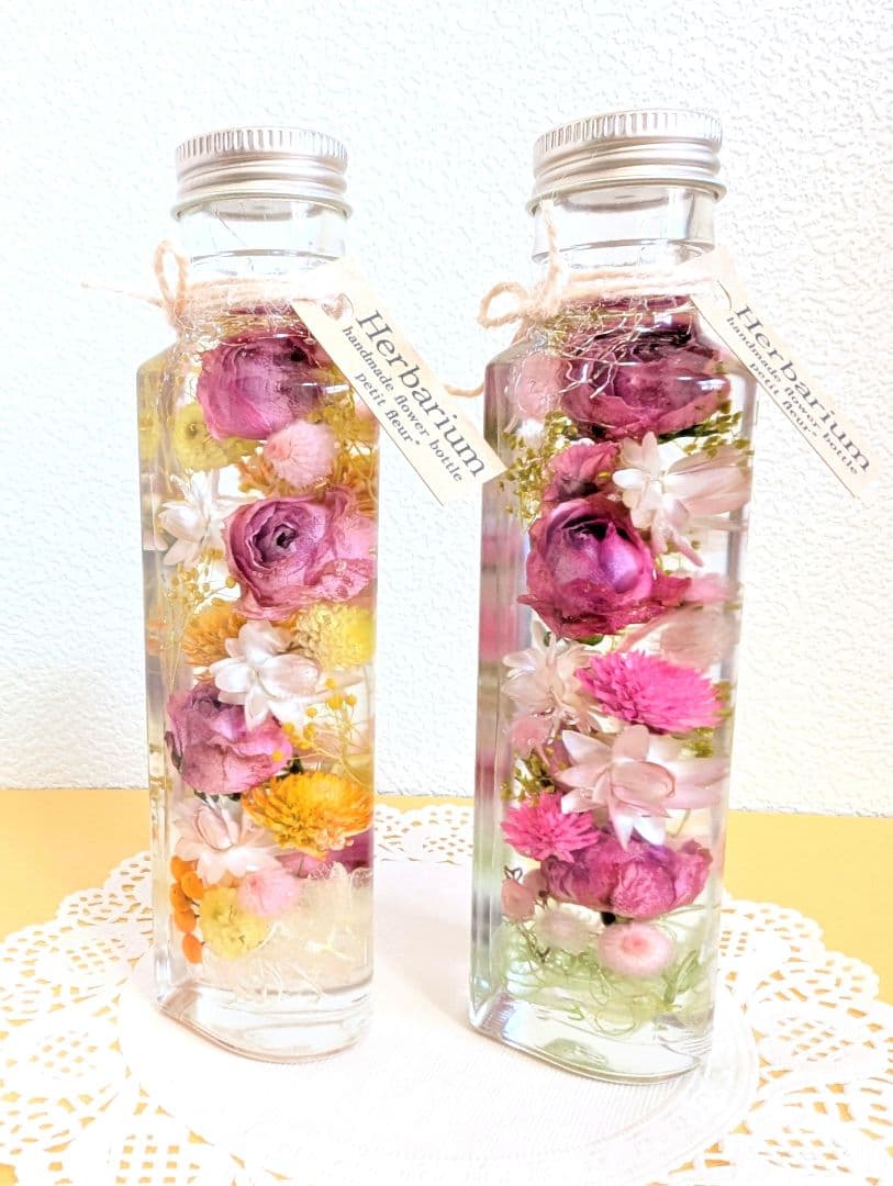 ハーバリウム 100ml ❁ローズボトル❁②ピンク系