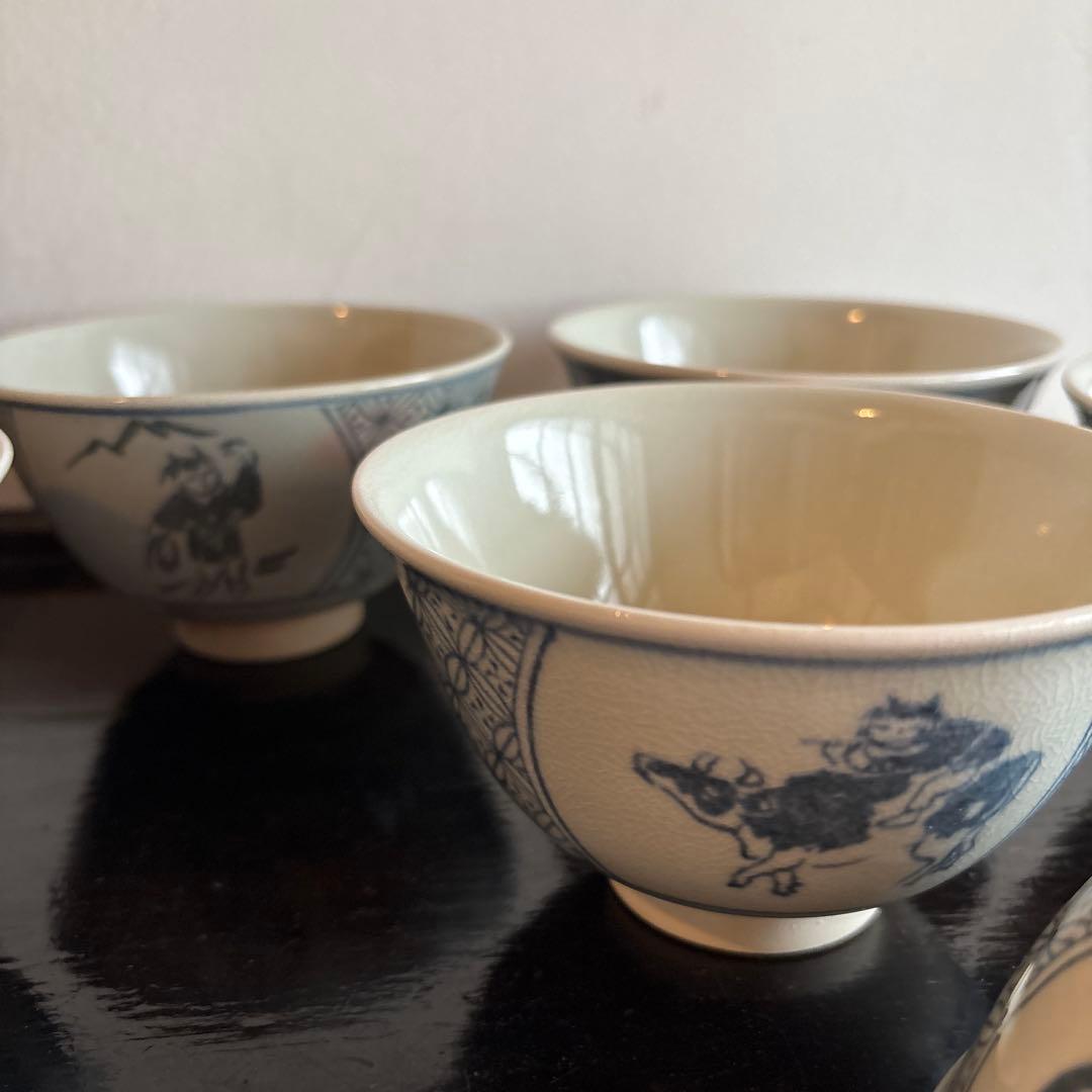 数茶碗　十牛の図　10個セット　木箱付き　抹茶茶碗　茶道　茶碗　お茶道具　縁起物