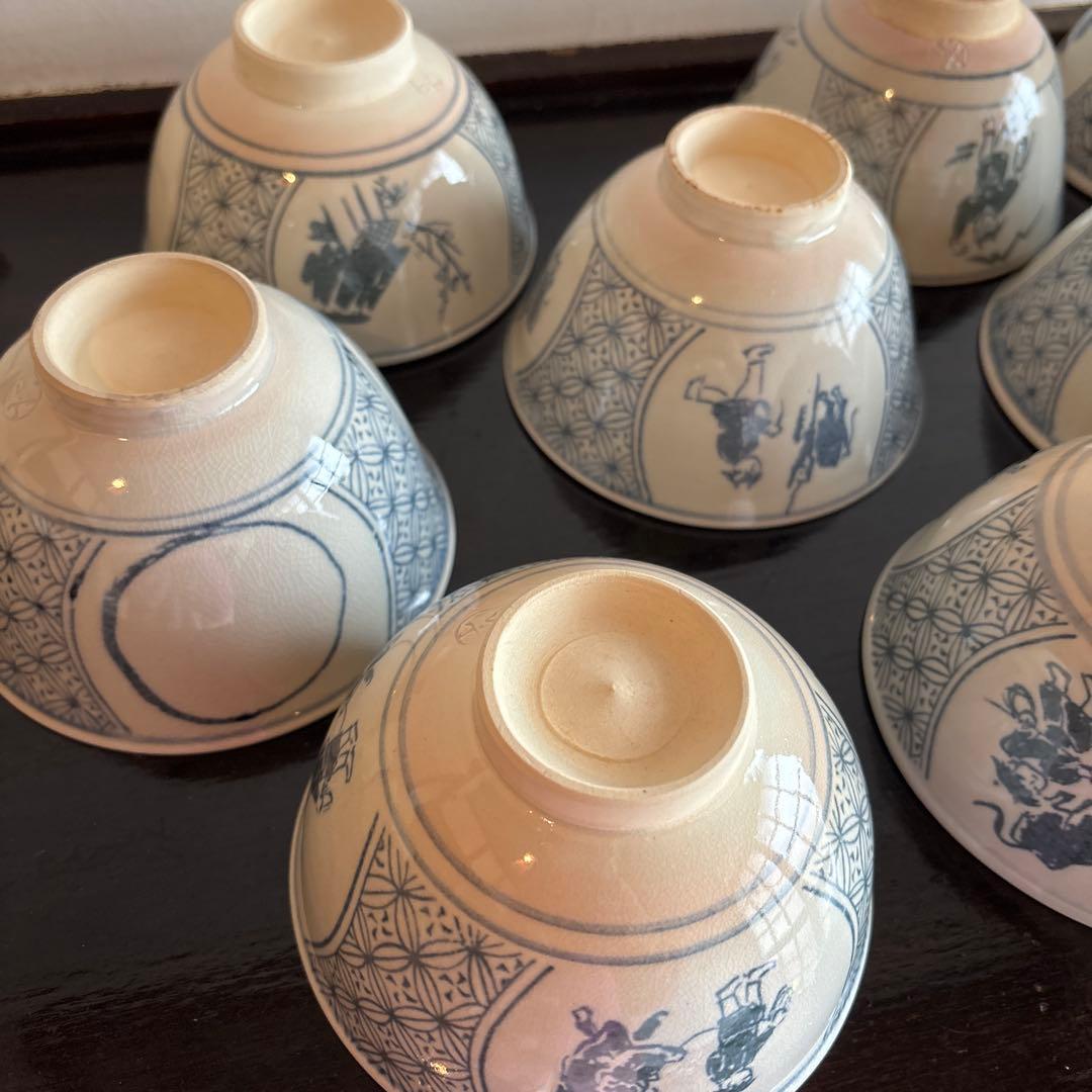 数茶碗　十牛の図　10個セット　木箱付き　抹茶茶碗　茶道　茶碗　お茶道具　縁起物