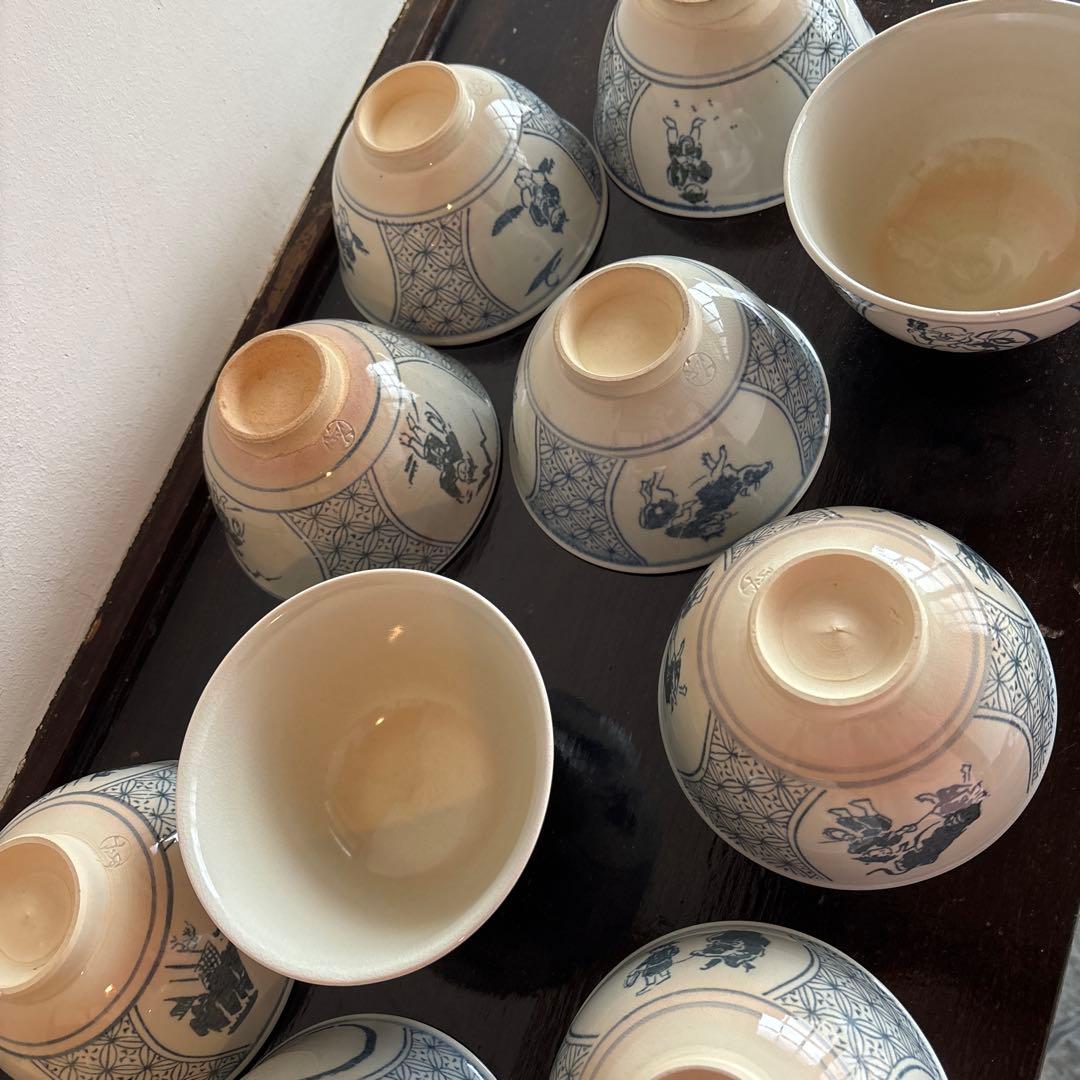 数茶碗　十牛の図　10個セット　木箱付き　抹茶茶碗　茶道　茶碗　お茶道具　縁起物