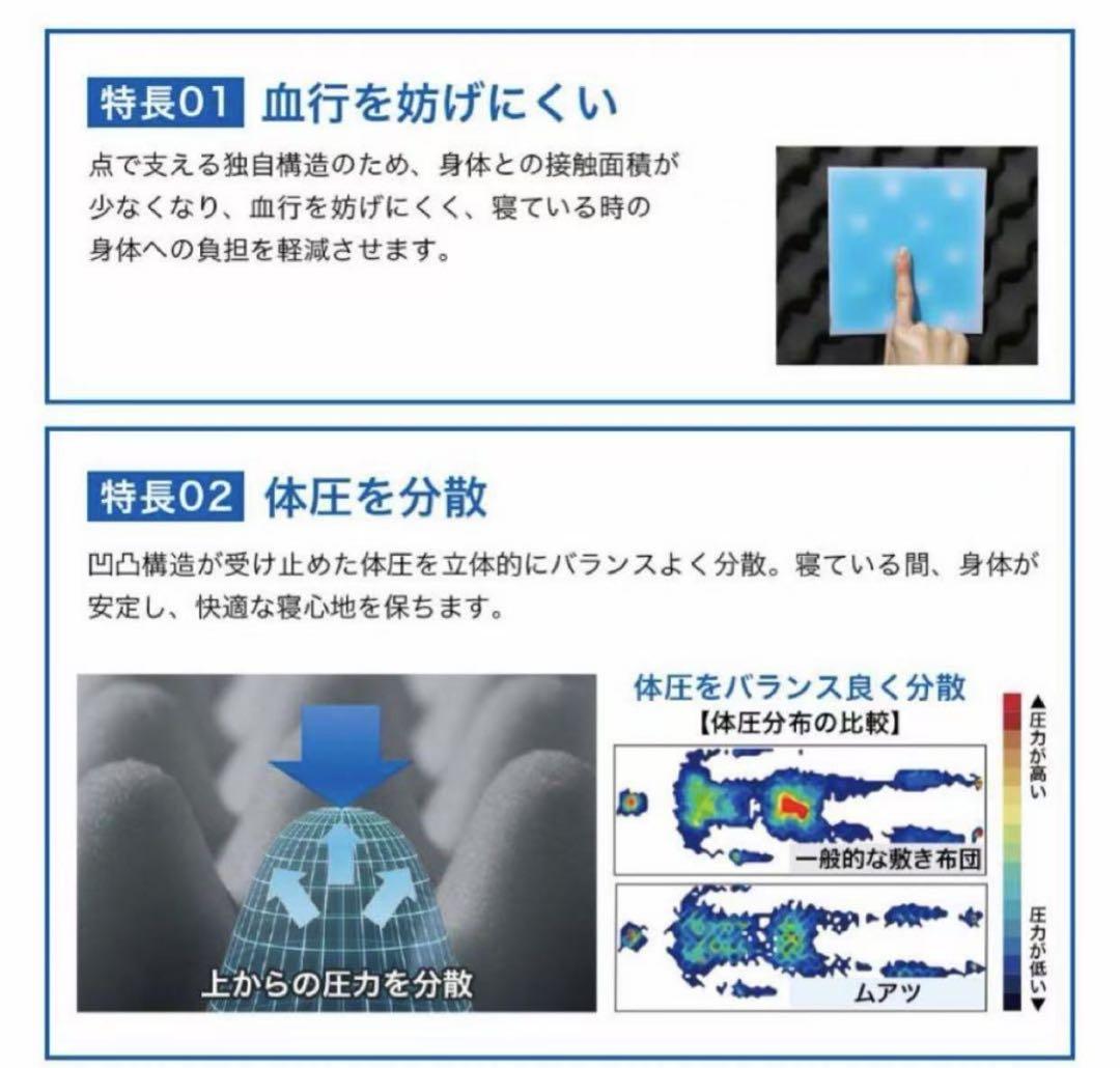 マットレス シングル 折りたたみ 三つ折り ムアツふとん 厚さ10cm