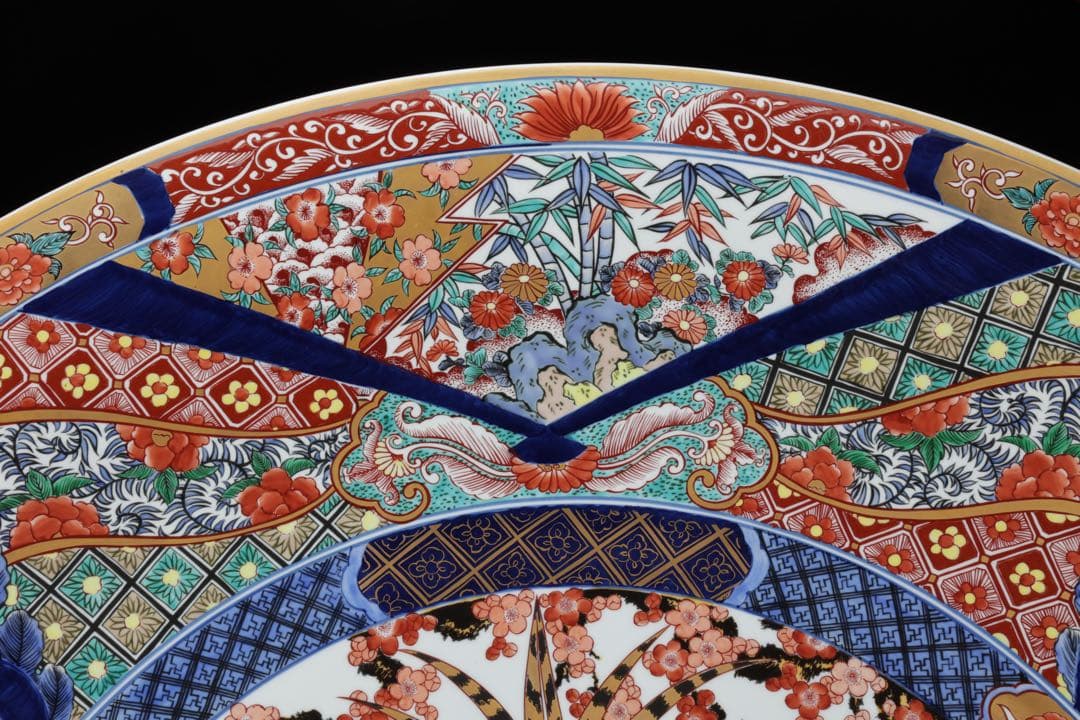 有田焼 神右エ門作 特大染綿唐獅子図大皿 飾皿 皿立付 在銘 古美術 骨董品